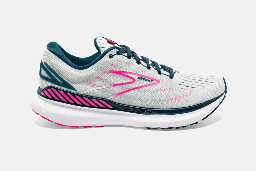 Brooks Israel Glycerin GTS 19 Road Running Shoes Womens - White/Pink - MEJ-728916
